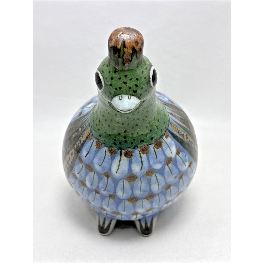 Vtg Ken Edwards El Palomar Mexico Hand Paint Pottery Quail Bird 7" Tonala Signed - Picture 2 of 7